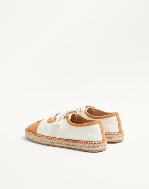 Valentino Garavani - Palm Avenue Espadrilles Aus Canvas Und Büffelleder - Elfenbein - Mann - Loafers Und Drivers